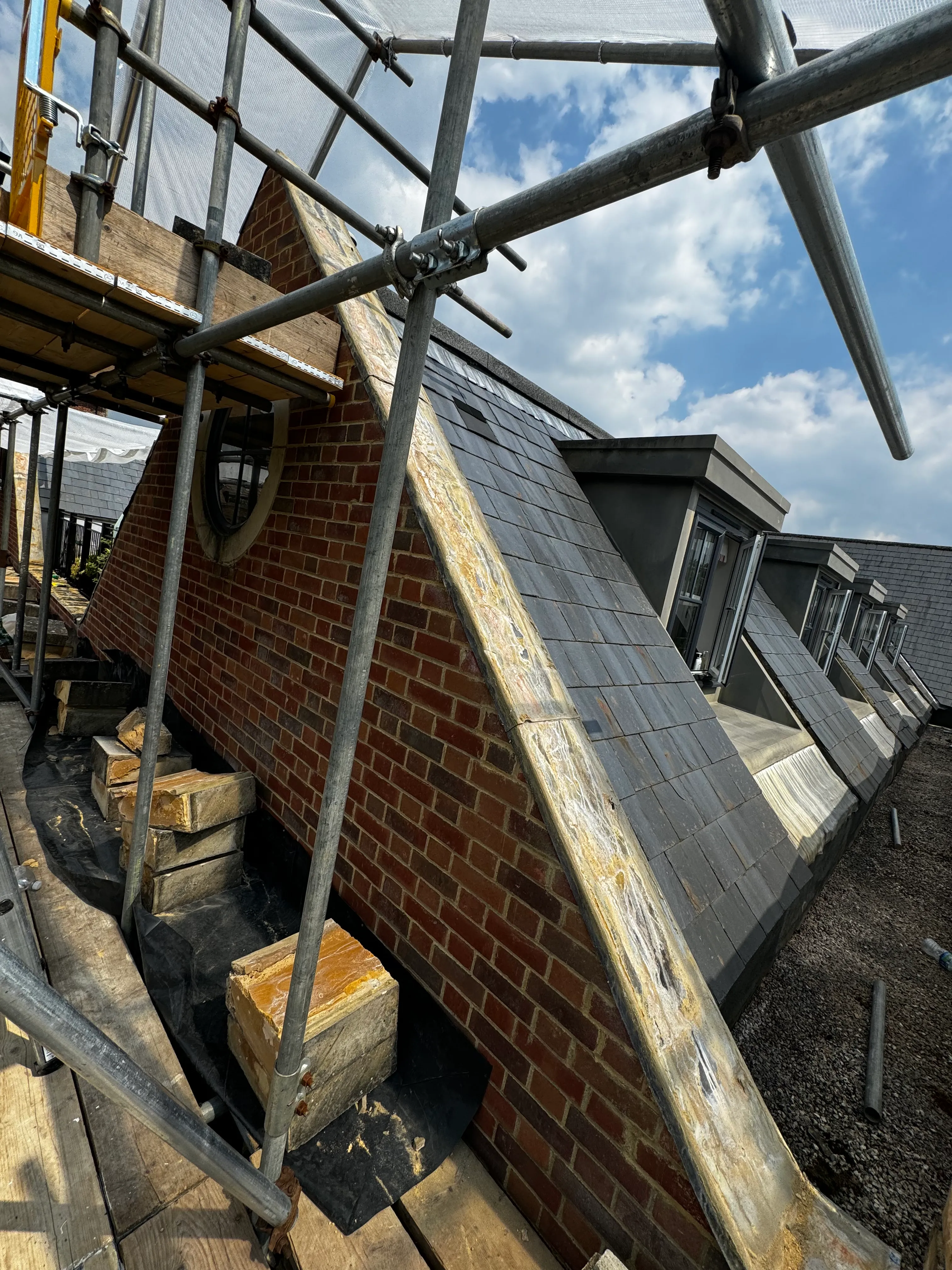 Roof and chimney detail during reinstatement works