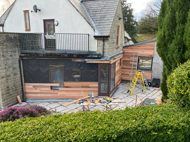 Cedar cladding installation