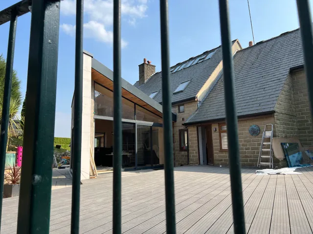 Completed extension exterior with balcony