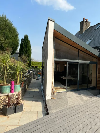 The extension from the garden, before the final finishes